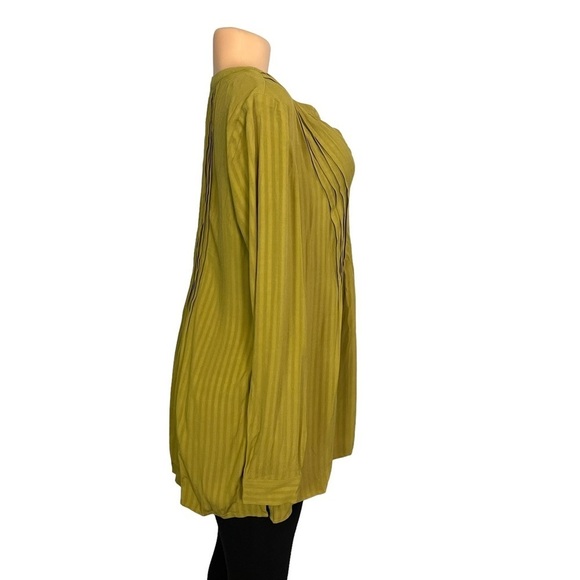 3/$30 🍂 J. Jill Pintucked Tunic Top Striped Green Pullover Oversized - Picture 7 of 10